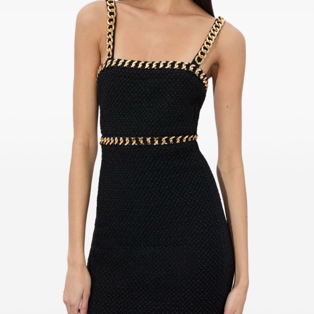Alice olivia kelly mini dress Elegant Black Dress with Gold Accents Size 4
